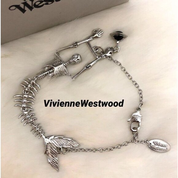 Vivienne Westwood Ariel Skeleton Mermaid Skull Orb Bracelet with drawstring - Picture 1 of 7